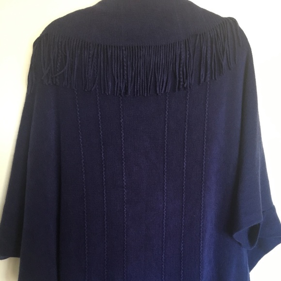 Soft Navy Blue Wrap with fringe, one size - Picture 1 of 6